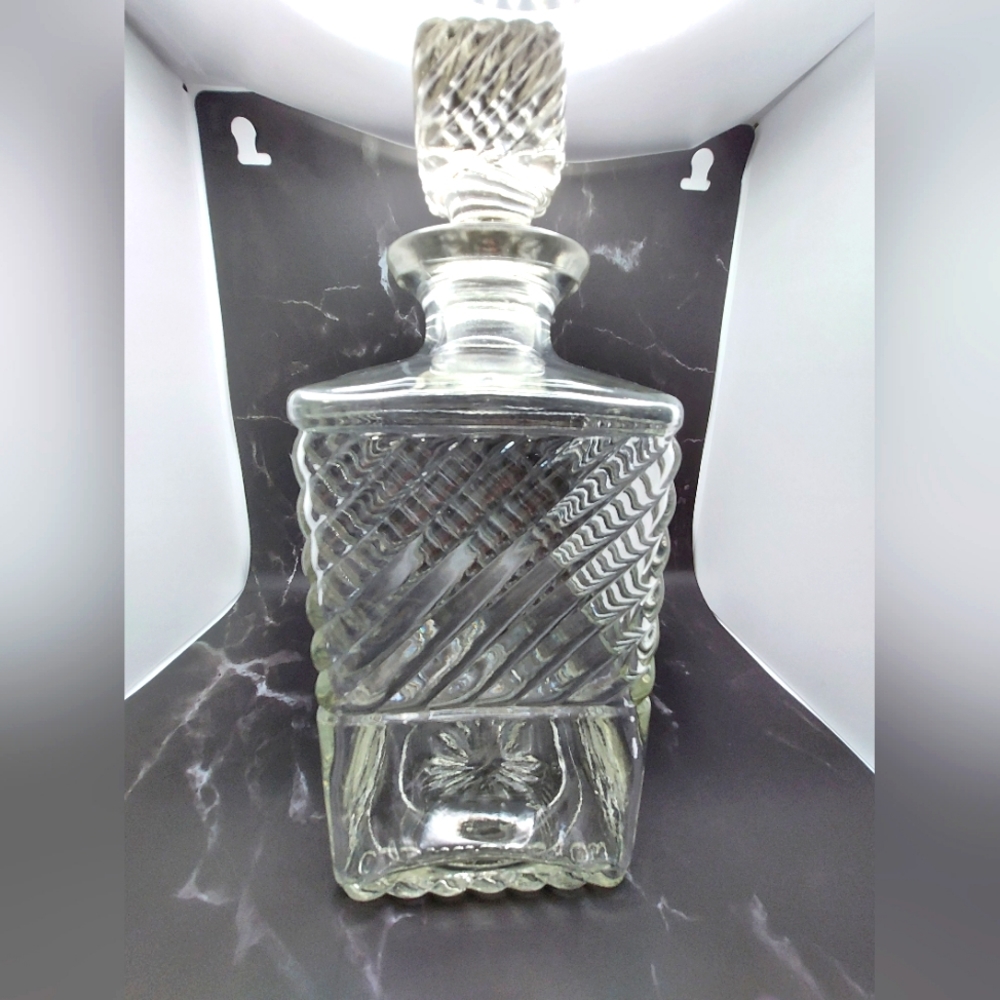 Vintage 1941 Old Mr. Boston Fine Liquor Decanter Bottle Clear Textured Glass